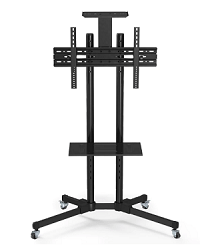 Video Conferencing Equipment Floor Stand for 32"-65" Screen With Camera Tray and Codec Shelf